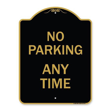 AMISTAD 18 x 24 in. Designer Series Sign - No Parking Anytime, Black & Gold AM2075914